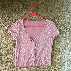 Cute flower button tee